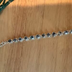 Womens Silver Blue Topaz Bracelet Lobster Claw Closure NEW